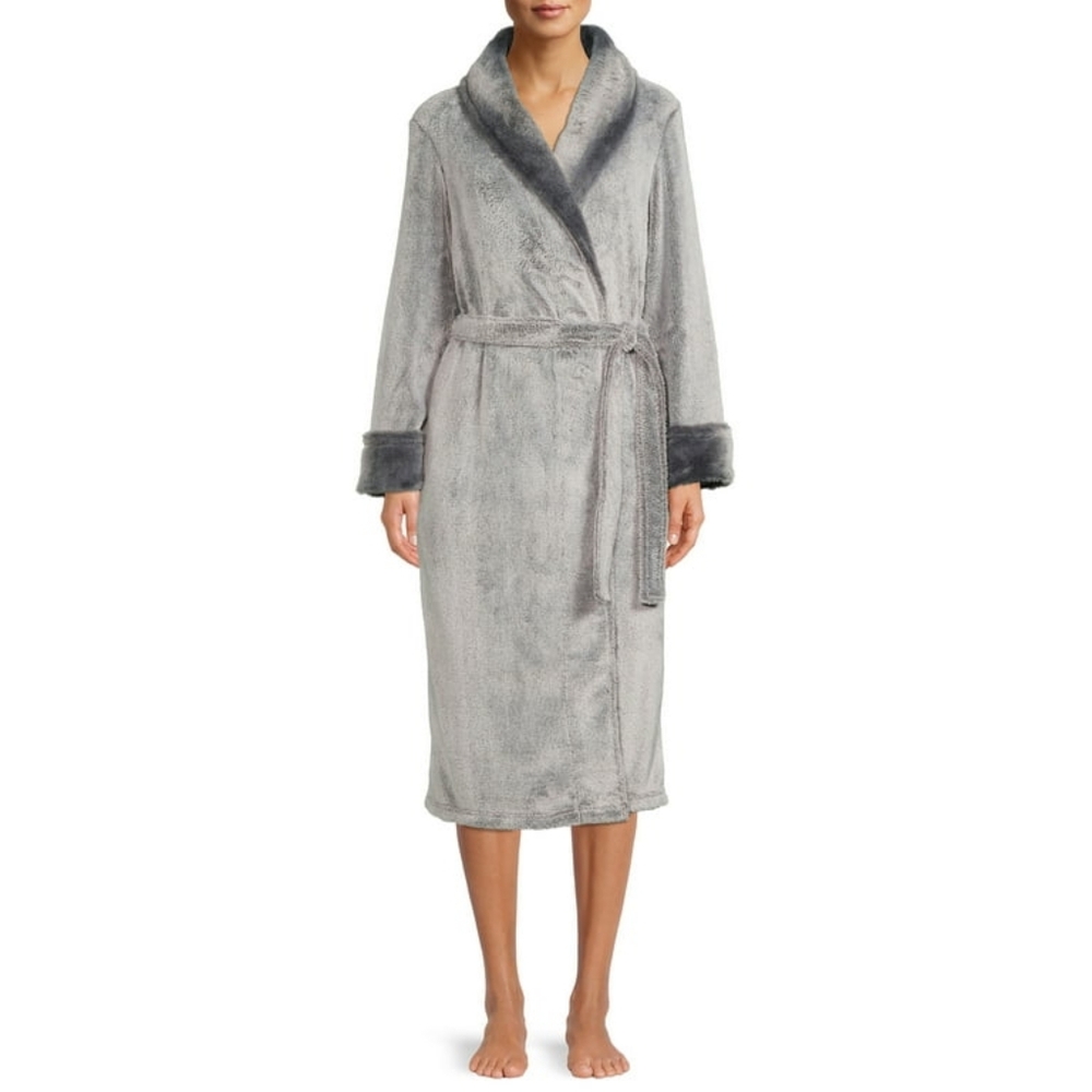 Secret Treasures Women’s Super Faux Mink Robe grey